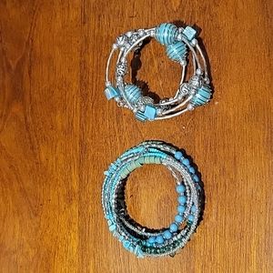 2 Turquoise wrap multilayer bracelets